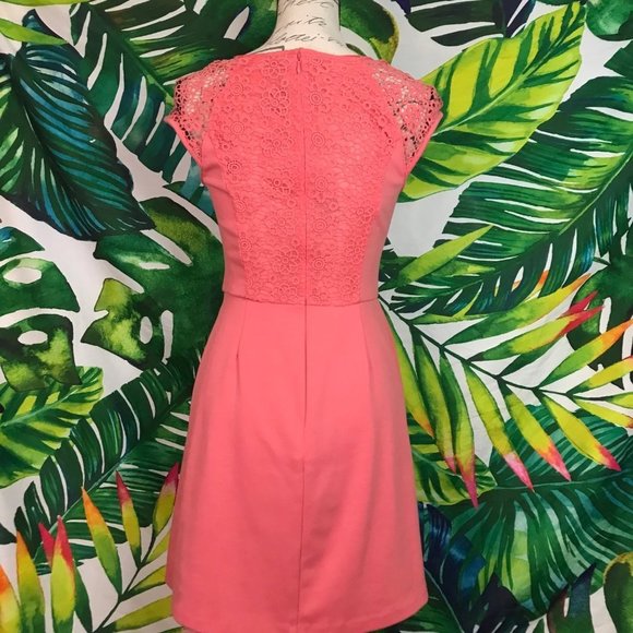 Euc $50 Lauren Conrad 2 Peach Pink Lottie Disneybound Fit Flare Spring Dress - Picture 4 of 9